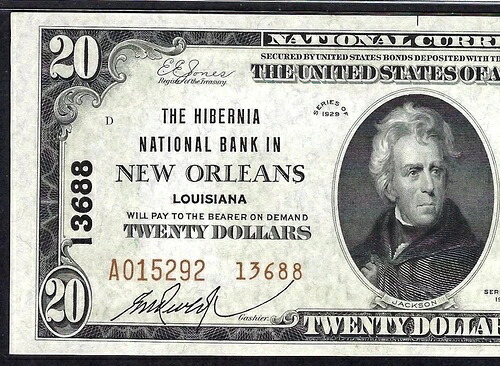 ???? LA 1929 $20 T2 ??新品ORLEANS、ルイジアナ?? the HIBERNIA NB PMG CH UNC 64 EPQ-