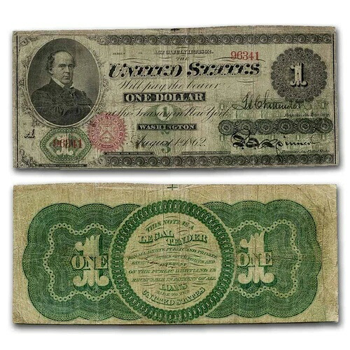 1862年 1ドル 法定通貨 サーモン・P・チェイス・ファイン (Fr#17A)|WORLD RESOURCE【QUEEN店】