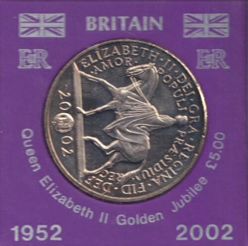 2002年 5ポンド硬貨 ロイヤルミント エリザベス2世 ゴールデンジュビリー 3