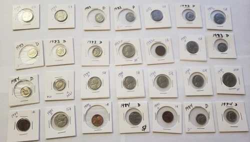 1983年 & 1984年からのロット 20 8 (28)コイン ニッケルダイムクォーター- 21,164円