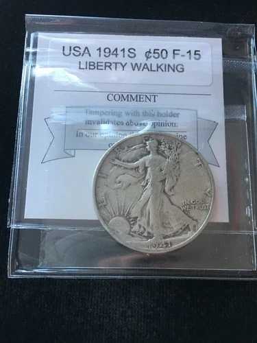 1941年 アメリカ、リバティ・ウォーキング、ハーフダラー硬貨