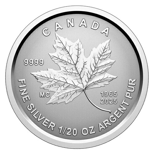 2025年 カナダ国旗60周年記念メープルリーフ 1ドル銀貨 .9999 カナダ