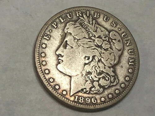 1896-S モーガン銀貨、オリジナル美品、裏面に若干の傷あり。#rd2