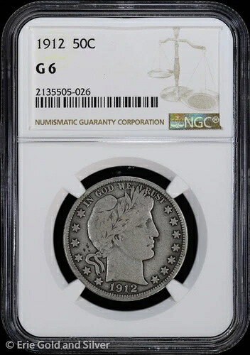 1912年 50セント バーバー ハーフダラー NGC G 6 30,030円