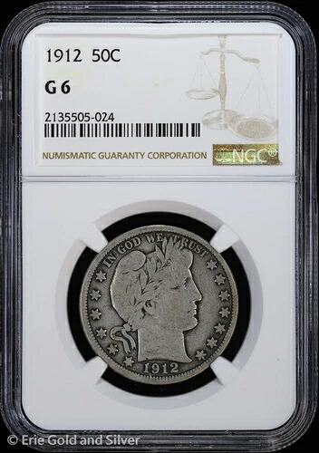 1912年 50セント バーバー ハーフダラー NGC G 6