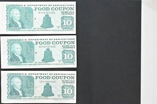 米国 1994 -97B USDA $10 食品クーポン 7枚セット フルタブ付き RC0714 同梱発送