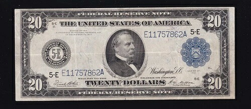 米国 1914 $20 FRN リッチモンド FR 983a VF-XF (862)
