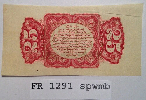 FR 1291 spwmb 米国分数通貨 裏面標本 UNC