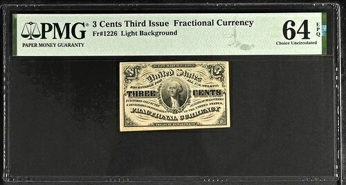 Fr.1226 3セント分通貨第3号PMG 64 EPQ-