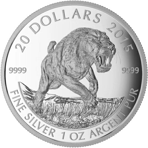 2015年カナダ 20ドル サーベルタイガー 純銀貨