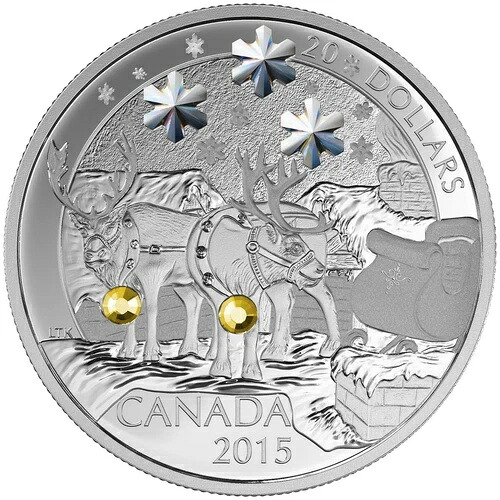 2015年カナダ 20ドル ホリデートナカイ - 純銀貨