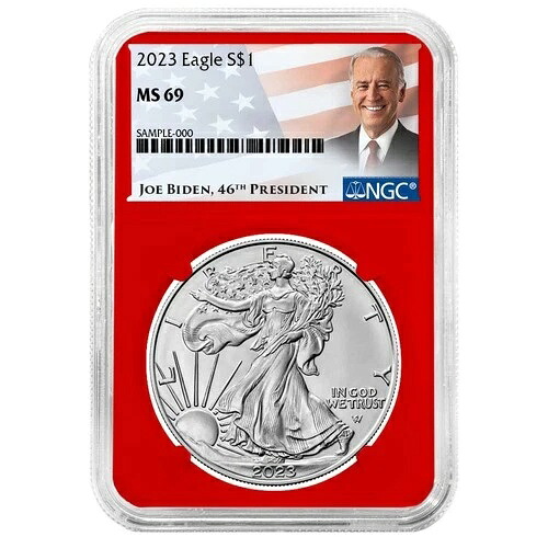 2023年 1ドル アメリカン シルバー イーグル NGC MS69 バイデン ラベル レッドコア