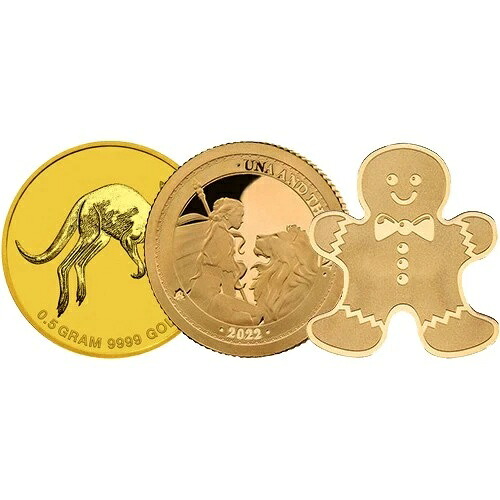 1/2グラム金貨（状態は様々、ミント状態は問いません）ランダムブランド