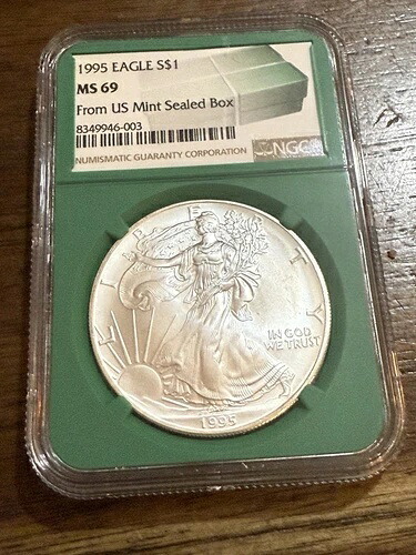 1995年イーグルS$1米国造幣局未開封NGC MS69グリーンボックス