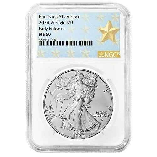 2024-W $1 1オンス バーニッシュド アメリカン シルバー イーグル NGC MS69 ER ウェストポイント スターラベル