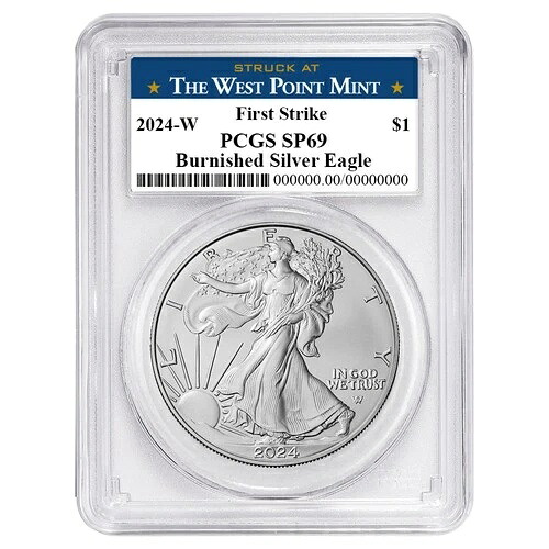2024-W バーニッシュ仕上げ 1ドル アメリカン シルバー イーグル PCGS SP69 FS ウェストポイント ラベル