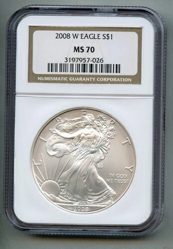 2008年 W アメリカン シルバー イーグル ドル NGC MS 70