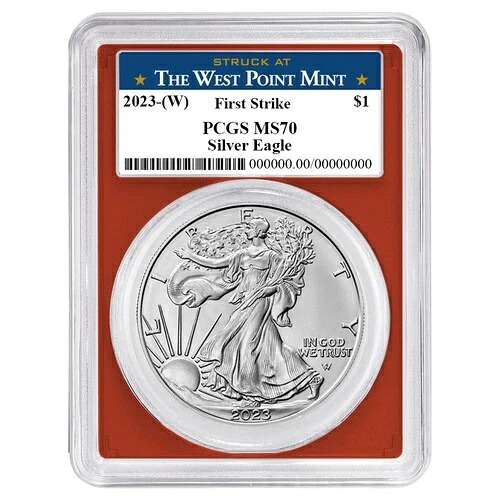 2023年 (W) $1 1オンス アメリカン シルバー イーグル PCGS MS70 FS ウェストポイント ラベル レッドフレーム 39,325円