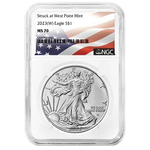 2023年 (W) 1ドル アメリカン シルバー イーグル NGC MS70 フラッグラベル 39,325円