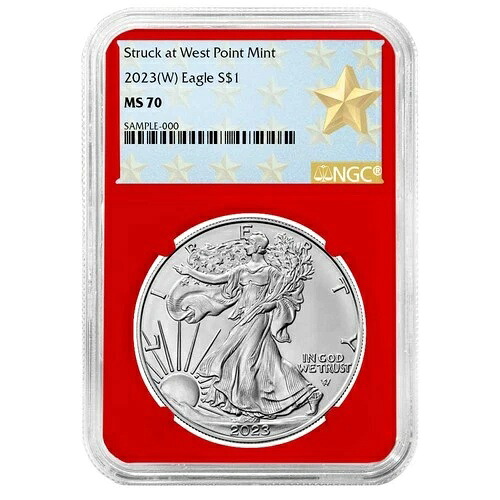 2023年 (W) $1 1オンス アメリカンシルバーイーグル NGC MS70 ウェストポイント スターラベル レッドコア