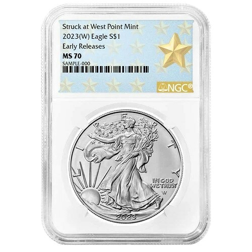 2023年 (W) $1 1オンス アメリカンシルバーイーグル NGC MS70 ER ウェストポイントスターラベル