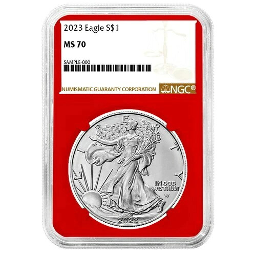2023年 1ドル アメリカン シルバー イーグル NGC MS70 ブラウンラベル レッドコア