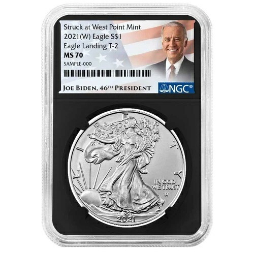 2021年 (W) $1 タイプ2 アメリカンシルバーイーグル NGC MS70 バイデンラベル レトロコア