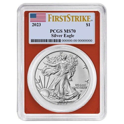 2023年 1ドル アメリカン シルバー イーグル PCGS MS70 FS フラッグラベル レッドフレーム