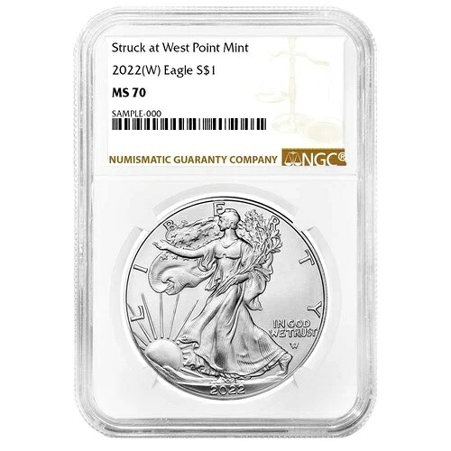 2022年 (W) 1ドル 1オンス アメリカンシルバーイーグル NGC MS70 ブラウンラベル 39,325円