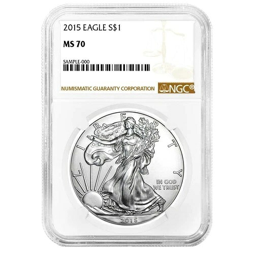 2015年 1ドル 1オンス アメリカンシルバーイーグル NGC MS70 ブラウンラベル