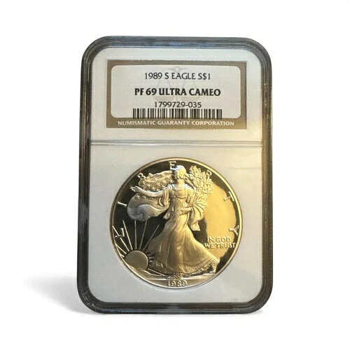1989 S EAGLE S$1 PF 69 ウルトラカメオ - クラシックブラウンラベル