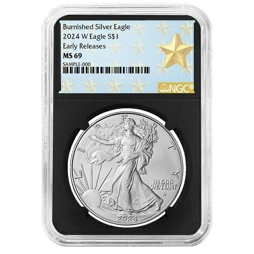 2024-W バーニッシュド 1ドル アメリカン シルバー イーグル NGC MS69 ER ウェストポイント スターラベル