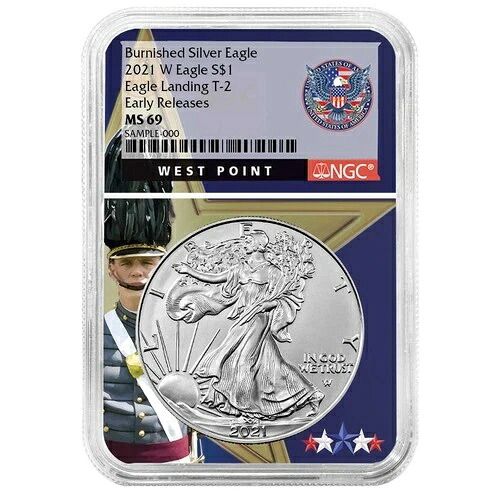 2021-W $1 1オンス T2 バーニッシュド アメリカン シルバー イーグル NGC MS69 ER ウェストポイント コア