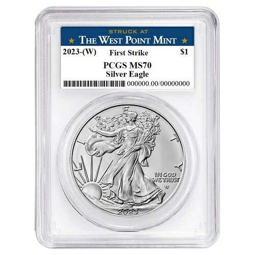 2023年 (W) $1 1オンス アメリカンシルバーイーグル PCGS MS70 FS ウェストポイントラベル ホワイトフレーム
