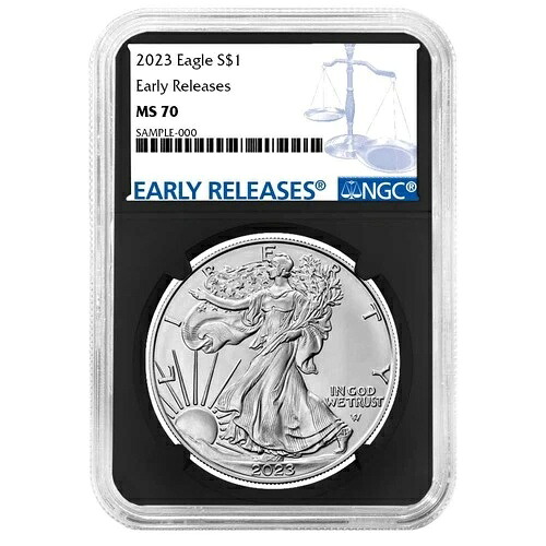 2023年 1ドル 1オンス アメリカンシルバーイーグル NGC MS70 ER ブルーラベル レトロコア