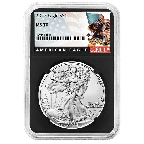 2022年 1ドル アメリカン シルバー イーグル NGC MS70 ブラックラベル レトロコア