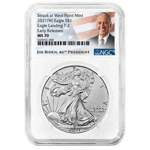 2021年 (W) $1 タイプ2 アメリカンシルバーイーグル NGC MS70 ER バイデンラベル