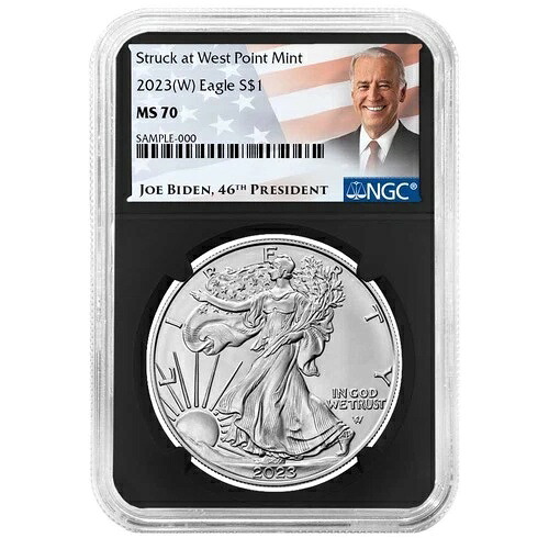 2023年 (W) 1ドル アメリカン シルバー イーグル NGC MS70 バイデン ラベル レトロ コア