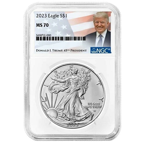 2023年 1ドル 1オンス アメリカンシルバーイーグル NGC MS70 トランプラベル