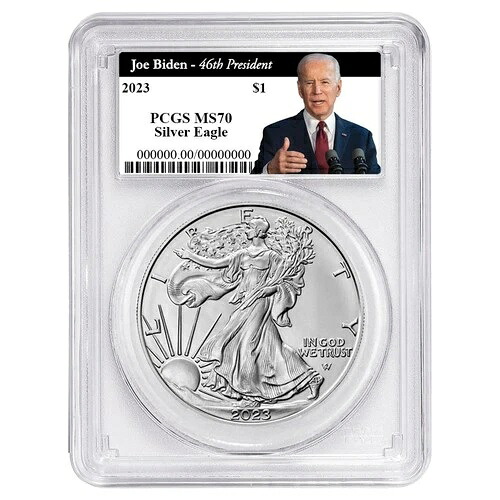 2023年 1ドル アメリカン シルバー イーグル PCGS MS70 バイデン第46代大統領ラベル