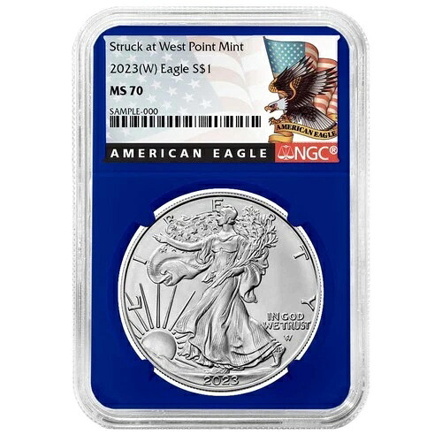 2023 (W) $1 1オンス シルバー アメリカンイーグル NGC MS70 ブラックラベル ブルーコア-