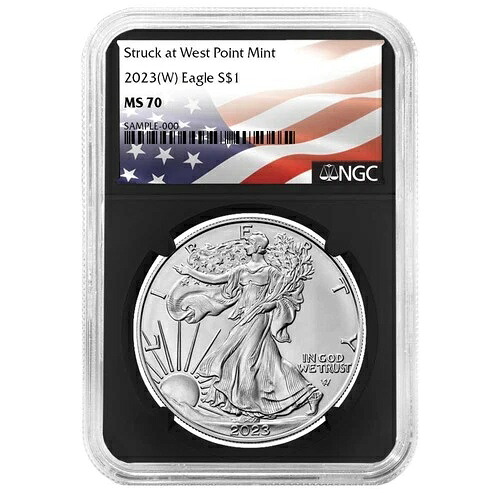 2023年 (W) $1 1オンス アメリカンシルバーイーグル NGC MS70 フラッグラベル レトロコア
