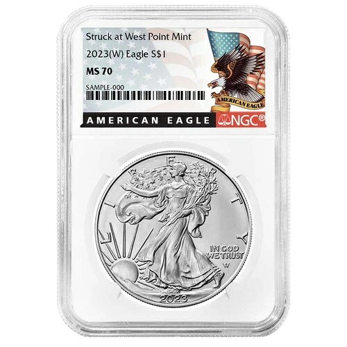 2023年 (W) 1ドル 1オンス アメリカン シルバー イーグル NGC MS70 ブラックラベル 39,325円