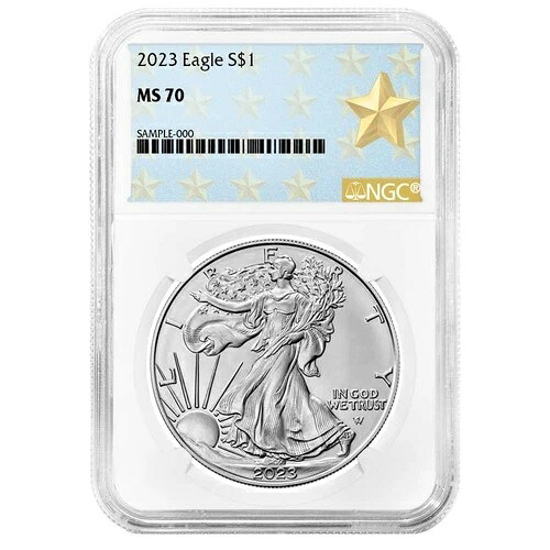 2023年 1ドル 1オンス アメリカンシルバーイーグル NGC MS70 ウェストポイントスターラベル