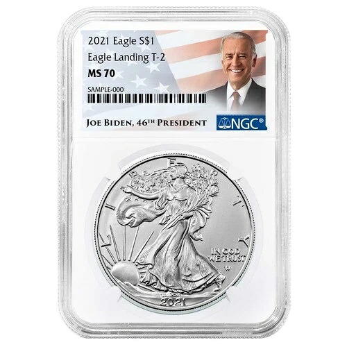 2021年 1ドル 1オンス T2 アメリカンシルバーイーグル NGC MS70 バイデンラベル