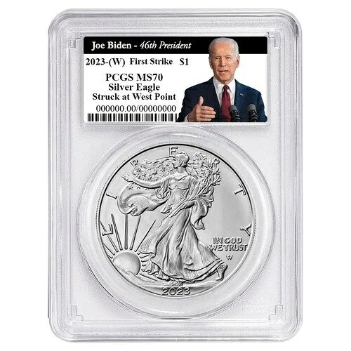 2023年 (W) $1 1オンス アメリカンシルバーイーグル PCGS MS70 FS バイデン第46代大統領ラベル