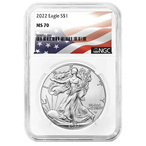 2022年 1ドル アメリカン シルバー イーグル NGC MS70 旗ラベル