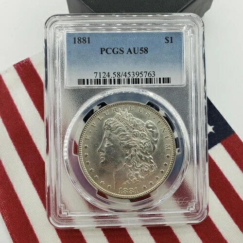 1881年 AU58 PCGS モルガン・ダラー銀貨 地金 $1 ワン・リバティ・ラウンド・イーグル 39,325円