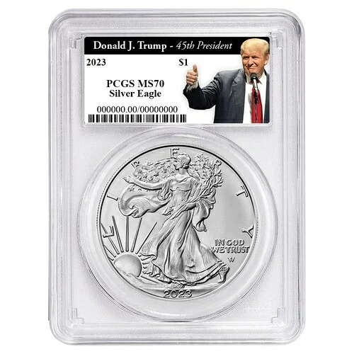2023年 1ドル 1オンス アメリカンシルバーイーグル PCGS MS70 トランプ第45代大統領ラベル