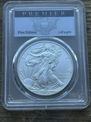 2014S シルバーイーグル PCGS MS70、プレミアファーストエディション 1/2500。